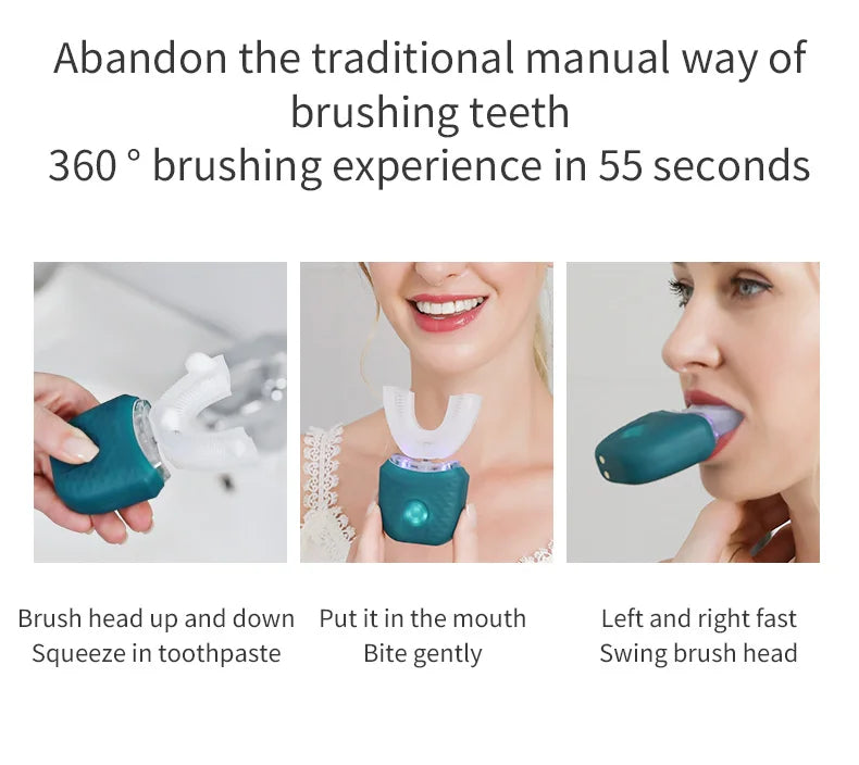 Electric Toothbrush for Adult Automatic USB Charge U-Shaped Toothbrush Ultrasonic 360 Degrees