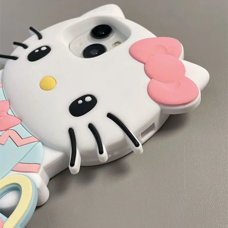 Stereoscopic Handbag Kuromi and Hello Kitty Phone Case For Iphone 15 14 13 11 12 Pro Max Plus X XR XS Y2K Cute Silicone Cover