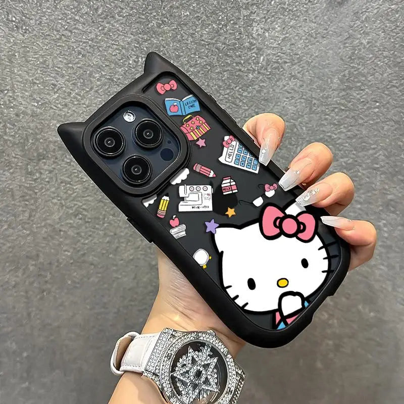 Original Sanrio Hello Kitty Clear Cute Phone Case For iPhone 15 14 13 12 11 Pro Max XR XS X Max Y2K Kawaii Cartoon Soft Cover