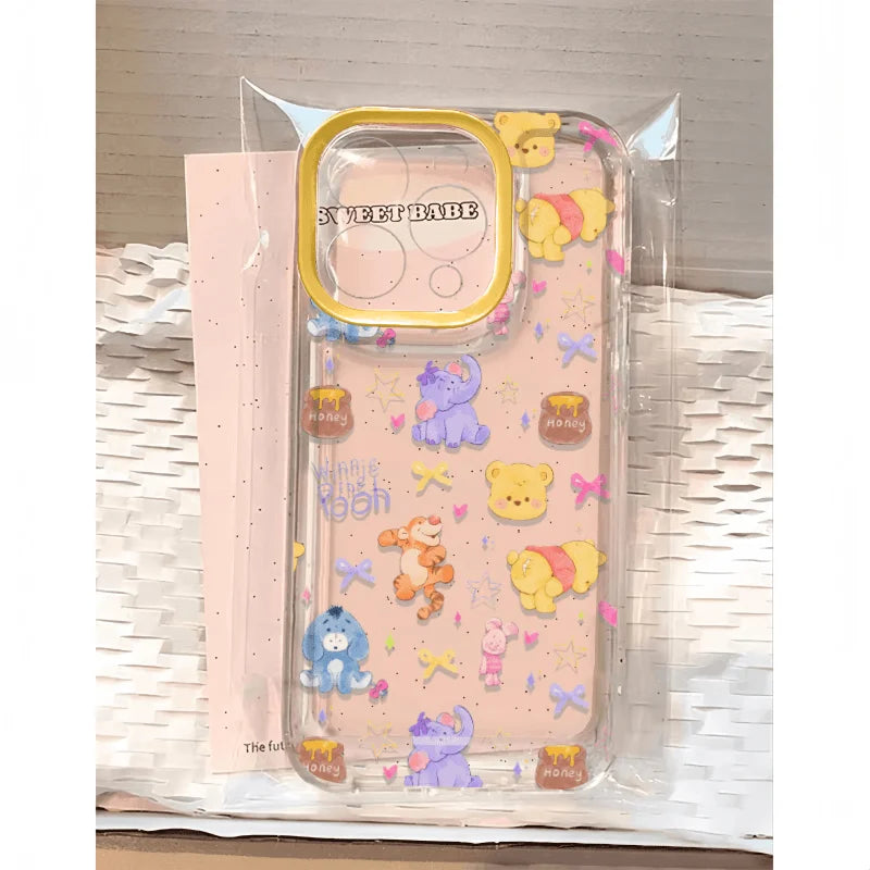 Disney Winnie The Pooh And Tigger Phone Case For iPhone 16 15 14 13 Pro Max 11 12 13 Pro XR XS MAX Y2K Cute Anti Fall Back Cover