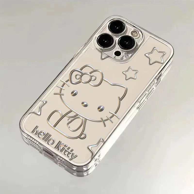 Sanrio Hello Kitty Mobile Phone Case Cute Cartoon Phone Case for iPhone 15 14 13 12 11 Pro Max XR XsMax 7 8 Plus Clear Cover