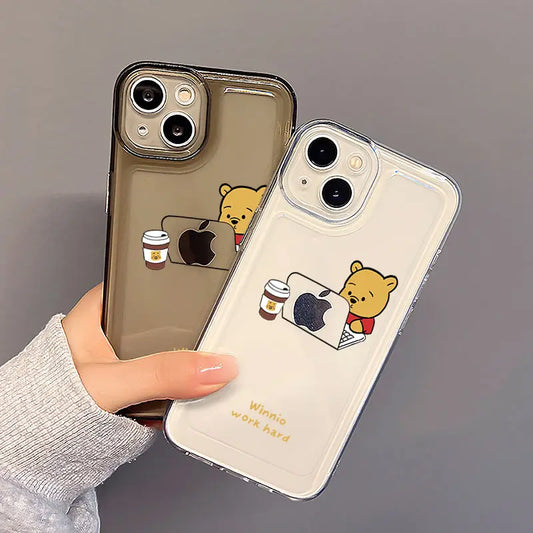 Disneys Winnie The Pooh Office CutePhone Case For iPhone 15 14 12 13 11 Pro Max XR XS MAX 7 8 Plus Y2K Soft Transparent Cover