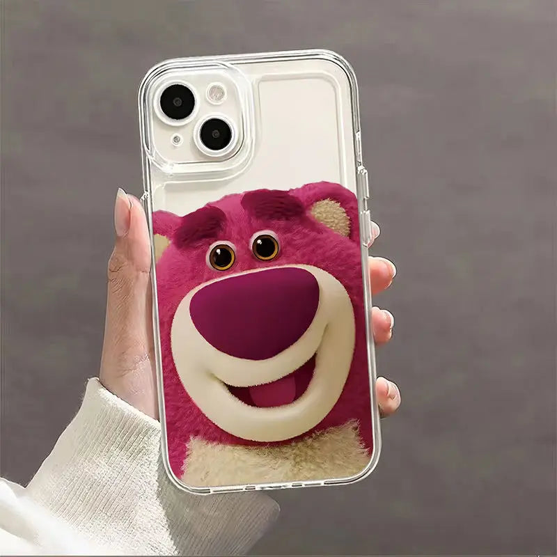 Disney Toy Story Lotso So Cute Phone Case For iPhone 15 14 13 12 11 Pro Max XR XS X 7 8 Plus Soft  Anti Fall Silicone Cover Y2K