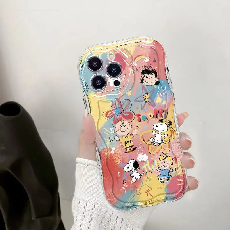 Graffiti Snoopy and Charlie Phone Case For iPhone 16 15 14 13 12 11 Pro Max XR XS MAX 7 8 PLUS MINI Y2K Shockproof Bumper Cover