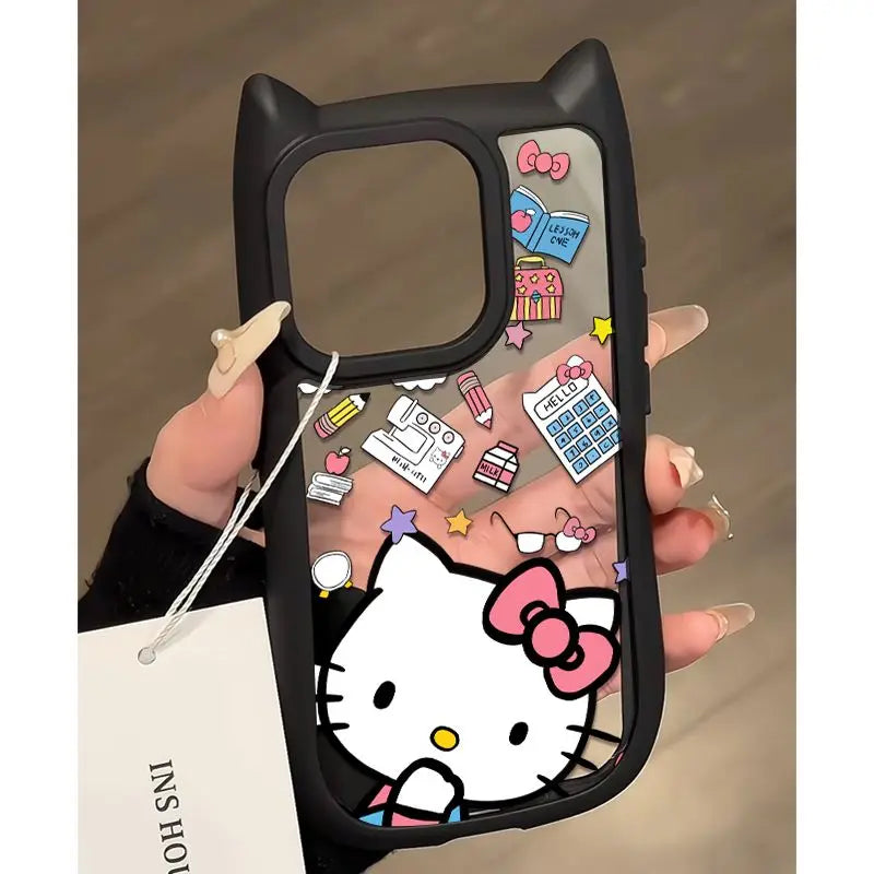 Original Sanrio Hello Kitty Clear Cute Phone Case For iPhone 15 14 13 12 11 Pro Max XR XS X Max Y2K Kawaii Cartoon Soft Cover