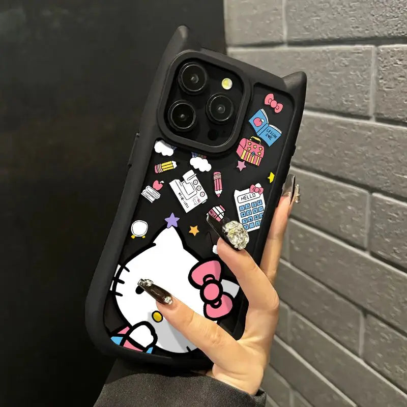 Original Sanrio Hello Kitty Clear Cute Phone Case For iPhone 15 14 13 12 11 Pro Max XR XS X Max Y2K Kawaii Cartoon Soft Cover