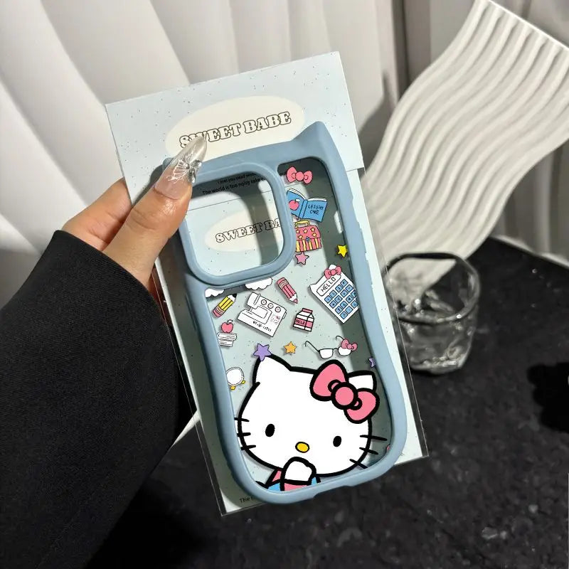 Original Sanrio Hello Kitty Clear Cute Phone Case For iPhone 15 14 13 12 11 Pro Max XR XS X Max Y2K Kawaii Cartoon Soft Cover