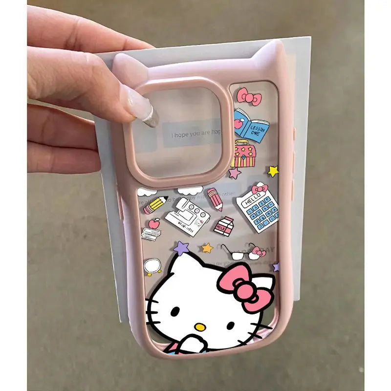 Original Sanrio Hello Kitty Clear Cute Phone Case For iPhone 15 14 13 12 11 Pro Max XR XS X Max Y2K Kawaii Cartoon Soft Cover