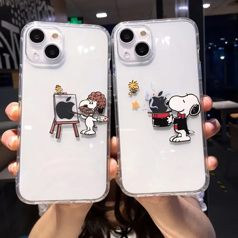 Creative Cute Magician Art Snoopy Phone Case for iPhone 16 15 14 13 12 11 Pro Max XR XS Max 7 8 Plus MINI Y2K Cartoon Luck Cover