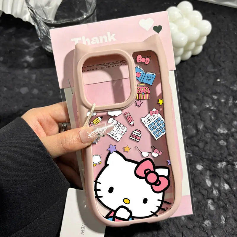 Original Sanrio Hello Kitty Clear Cute Phone Case For iPhone 15 14 13 12 11 Pro Max XR XS X Max Y2K Kawaii Cartoon Soft Cover