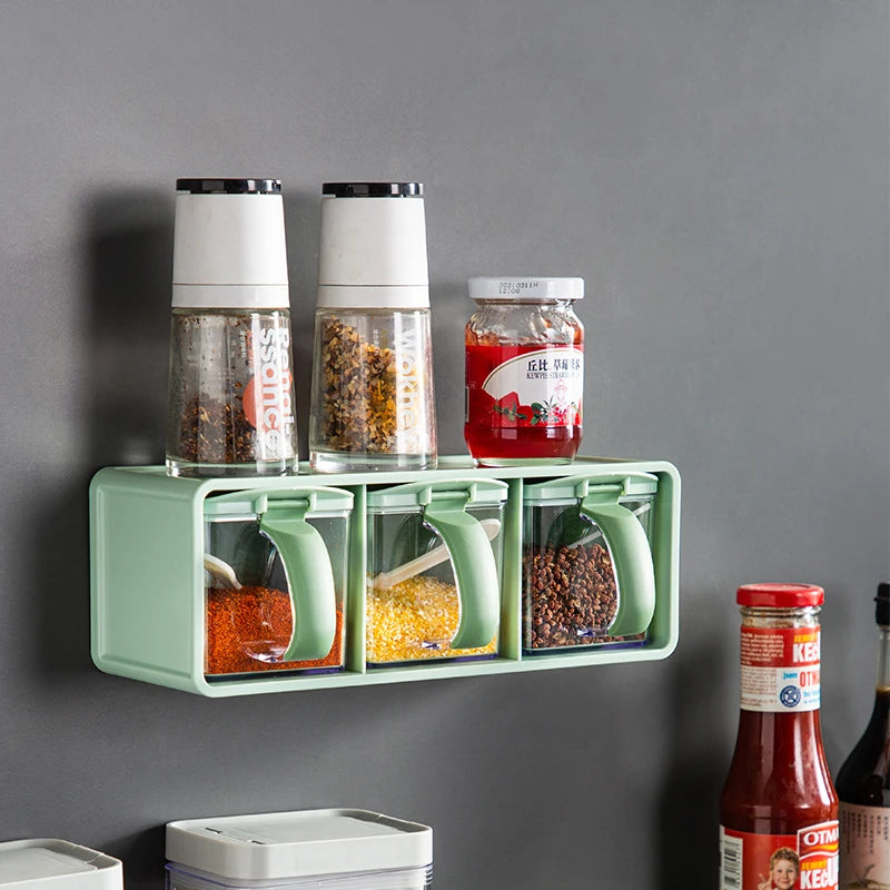 Spice Jars Set Three Compartment