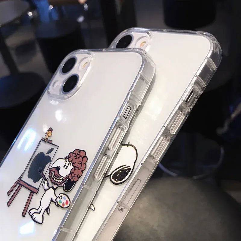 Creative Cute Magician Art Snoopy Phone Case for iPhone 16 15 14 13 12 11 Pro Max XR XS Max 7 8 Plus MINI Y2K Cartoon Luck Cover