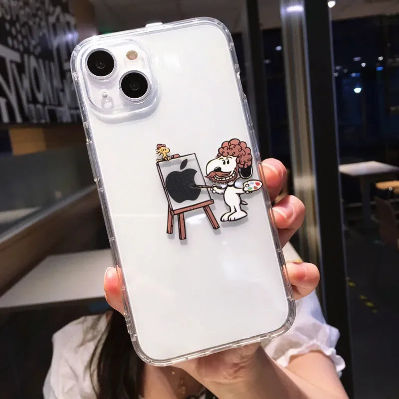 Creative Cute Magician Art Snoopy Phone Case for iPhone 16 15 14 13 12 11 Pro Max XR XS Max 7 8 Plus MINI Y2K Cartoon Luck Cover