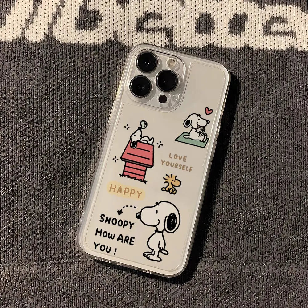 Disney Snoopy Happy Holiday Phone Case For iPhone 16 15 14 13 11 12 Pro Max X XS XR 7 8 Plus Y2K Cute Soft Clear TPU Cover