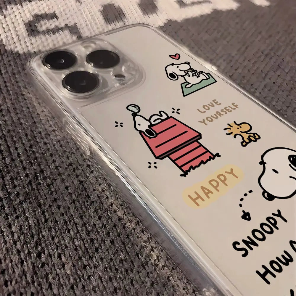 Disney Snoopy Happy Holiday Phone Case For iPhone 16 15 14 13 11 12 Pro Max X XS XR 7 8 Plus Y2K Cute Soft Clear TPU Cover