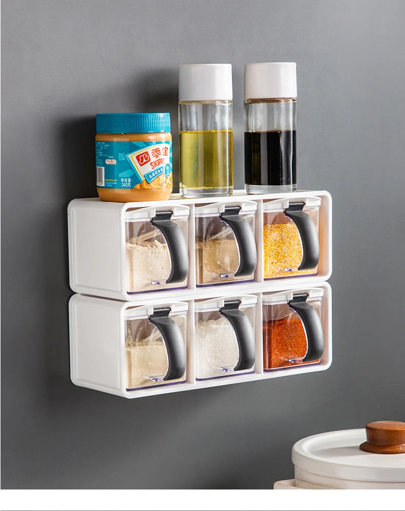 Spice Jars Set Three Compartment