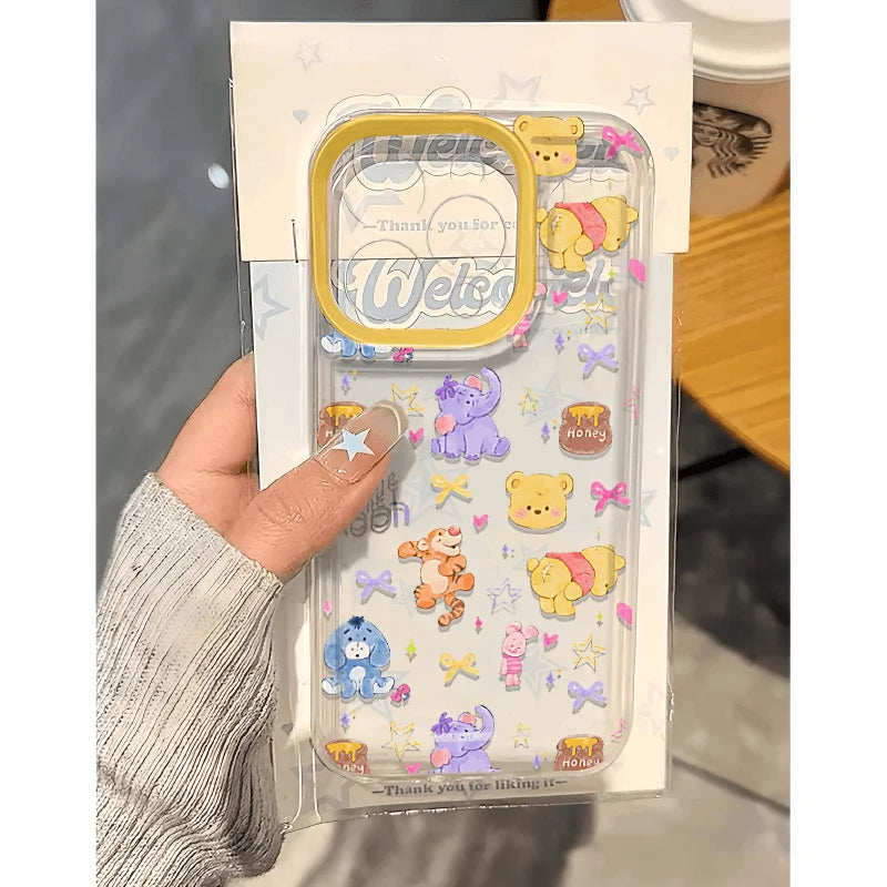 Disney Winnie The Pooh And Tigger Phone Case For iPhone 16 15 14 13 Pro Max 11 12 13 Pro XR XS MAX Y2K Cute Anti Fall Back Cover