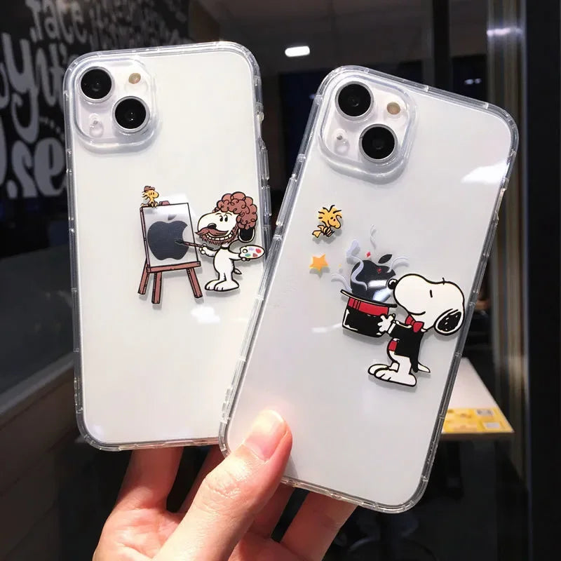 Creative Cute Magician Art Snoopy Phone Case for iPhone 16 15 14 13 12 11 Pro Max XR XS Max 7 8 Plus MINI Y2K Cartoon Luck Cover